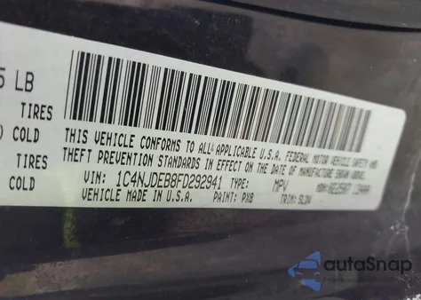 2015 Jeep Compass High Altitude Edition z USA, uszkodzony, nr VIN 1C4NJDEB8FD292941